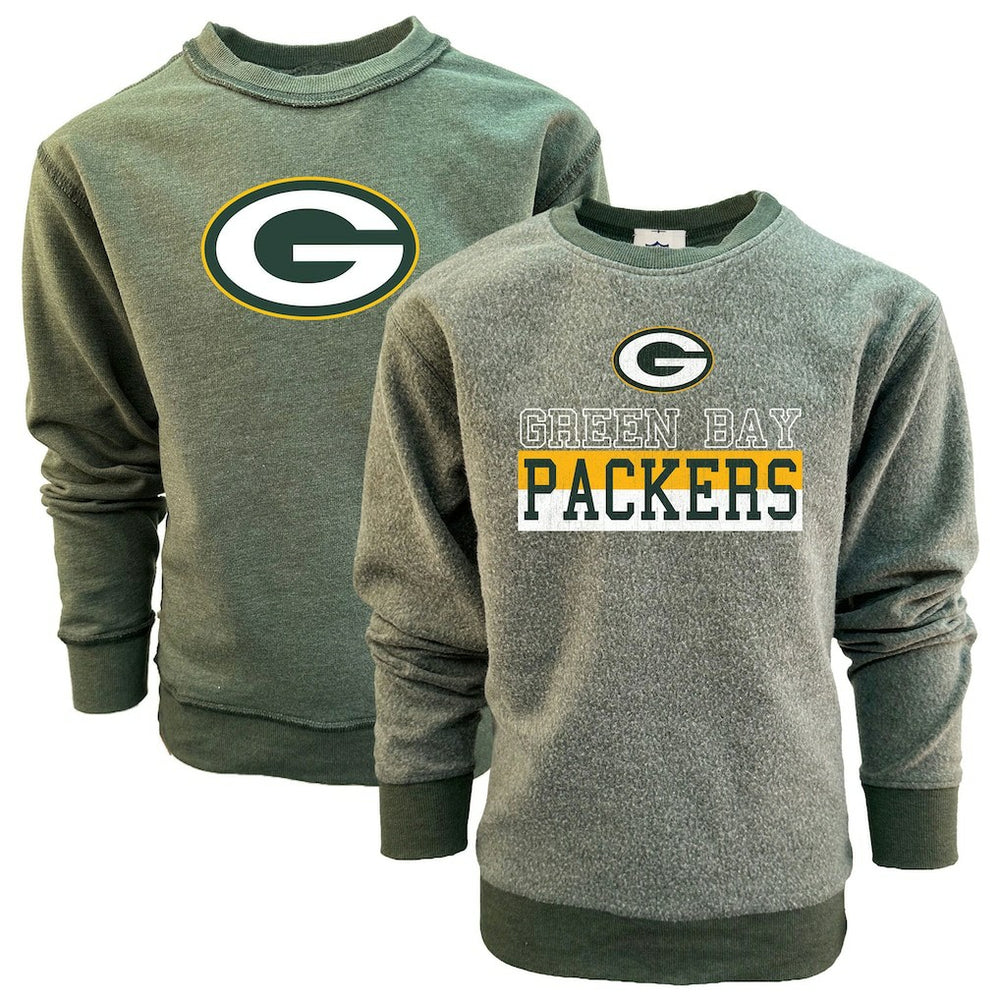 Green Bay Packers Wes & Willy Youth Reversible Fleece Pullover Sweatshirt - Green Pullover