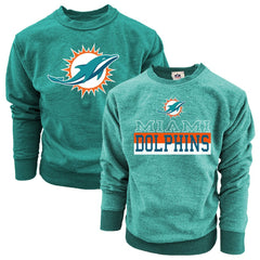 Miami Dolphins Wes & Willy Youth Reversible Fleece Pullover Sweatshirt - Aqua Pullover