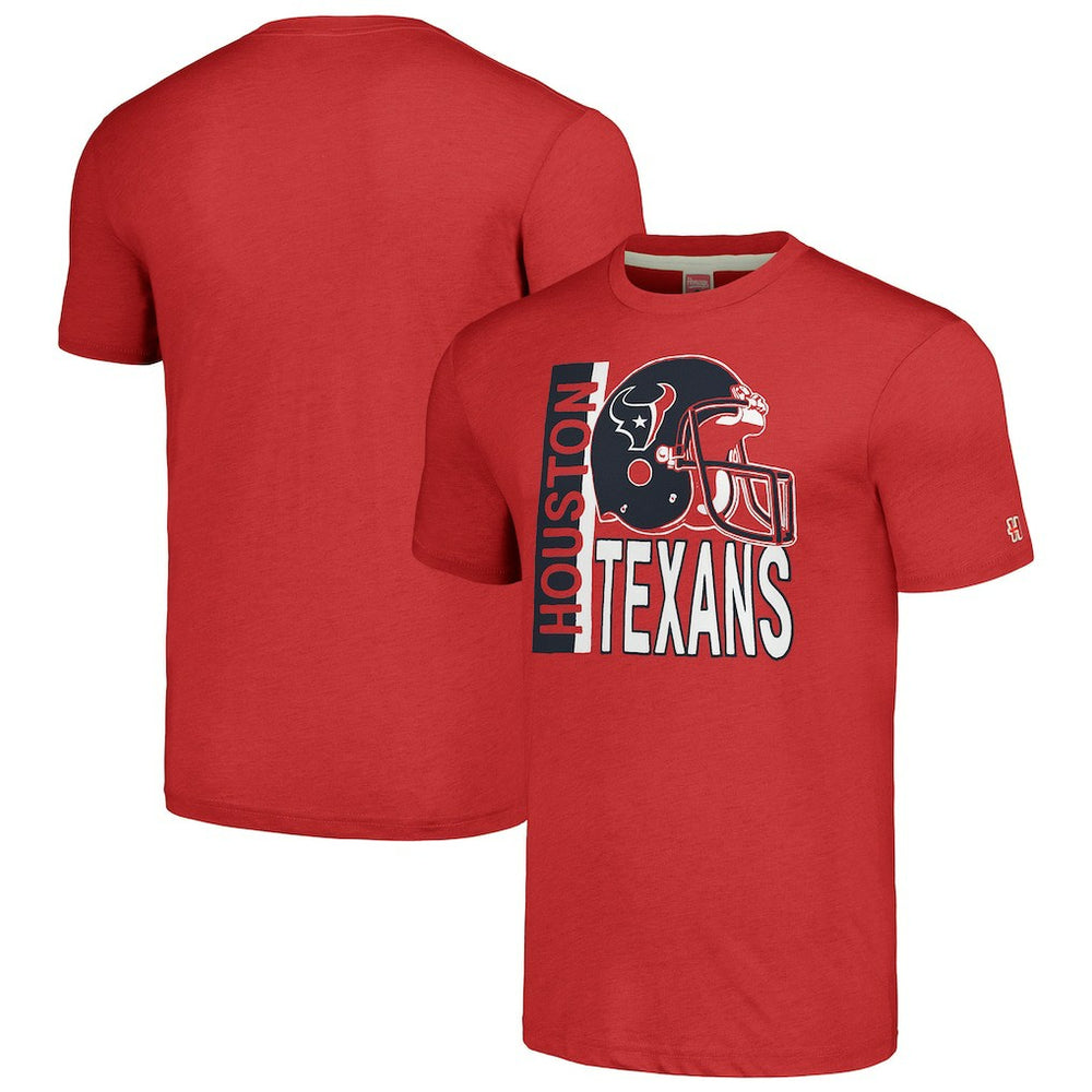 Houston Texans Homage Unisex Helmet Stripe Tri-Blend T-Shirt - Red T-shirts