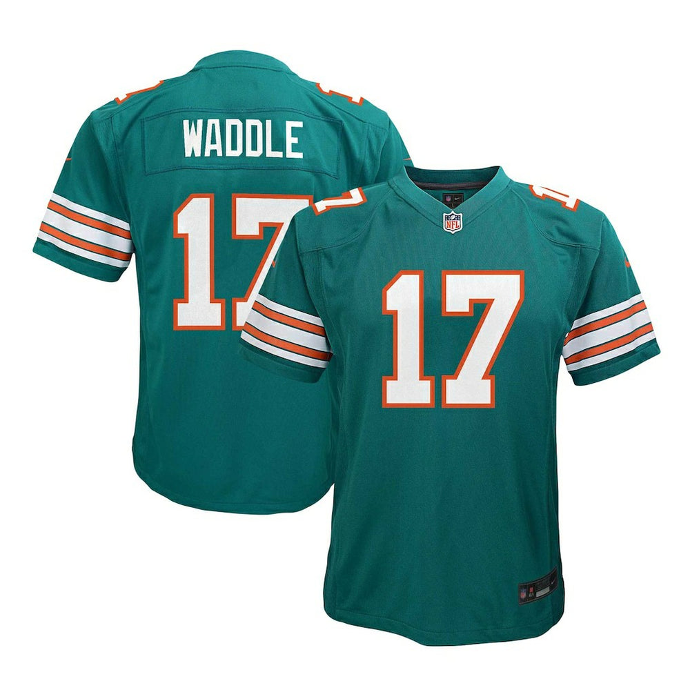 Jaylen Waddle Miami Dolphins Youth Game Jersey - Aqua Jerseys