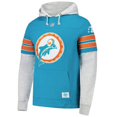 Miami Dolphins '47 Throwback Double Header Blitz Cornerback Hoodie - Aqua Hoodies