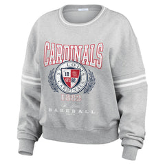 St. Louis Cardinals WEAR by Erin Andrews Women's Domestic Crest Pullover Sweatshirt - Heather Gray Pullover