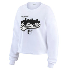 Baltimore Orioles WEAR by Erin Andrews Women's Domestic Postcard Long Sleeve T-Shirt - White T-shirts