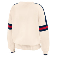 Atlanta Braves WEAR by Erin Andrews Women's Stripe Pullover Sweater - Cream Pullover