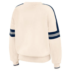 New York Yankees WEAR by Erin Andrews Women's Stripe Pullover Sweater - Cream Pullover