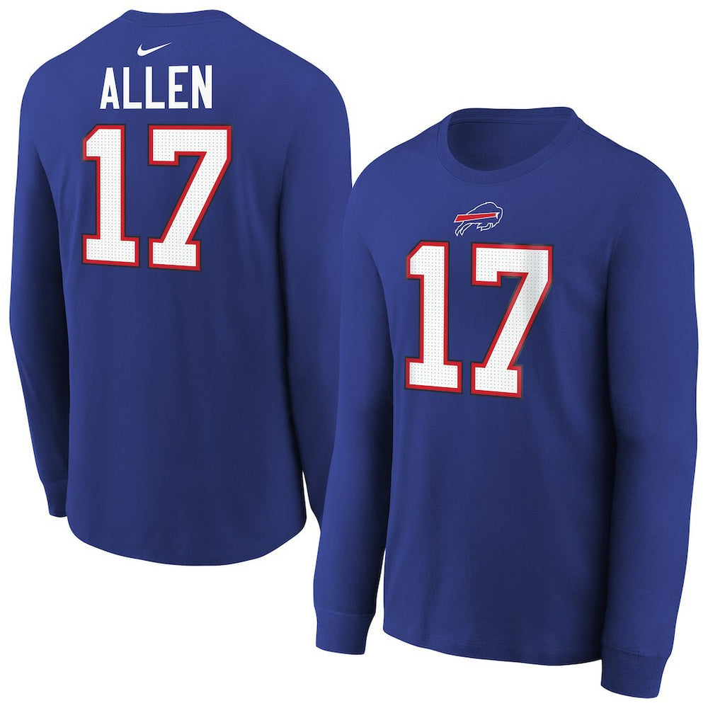 Josh Allen Buffalo Bills Youth Player Name & Number Long Sleeve T-Shirt - Royal T-shirts