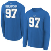 Aidan Hutchinson Detroit Lions Youth Player Name & Number Long Sleeve T-Shirt - Blue T-shirts