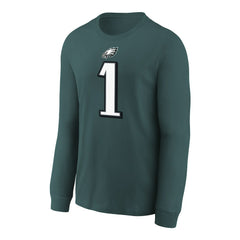 Jalen Hurts Philadelphia Eagles Youth Player Name & Number Long Sleeve T-Shirt - Midnight Green T-shirts
