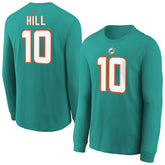Tyreek Hill Miami Dolphins Youth Player Name & Number Long Sleeve T-Shirt - Aqua T-shirts