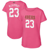 Christian McCaffrey San Francisco 49ers Girls Youth Player Name & Number T-Shirt - Pink T-shirts