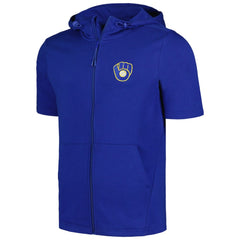Milwaukee Brewers Levelwear Recruit Short Sleeve Full-Zip Hoodie - Royal Hoodies