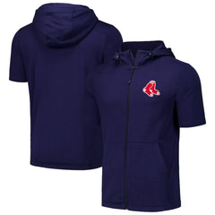 Boston Red Sox Levelwear Recruit Short Sleeve Full-Zip Hoodie - Navy Hoodies