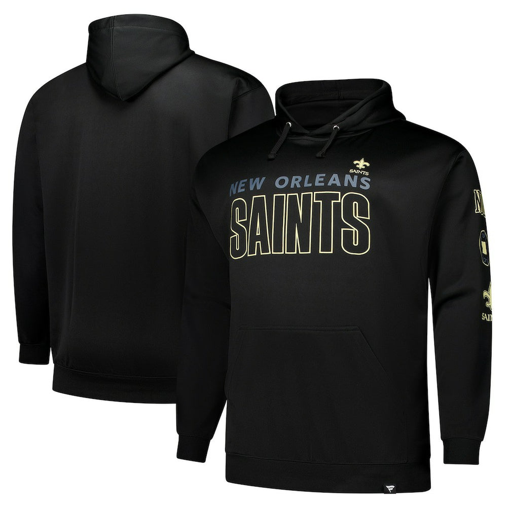 New Orleans Saints Big & Tall Fleece Pullover Hoodie - Black Hoodies