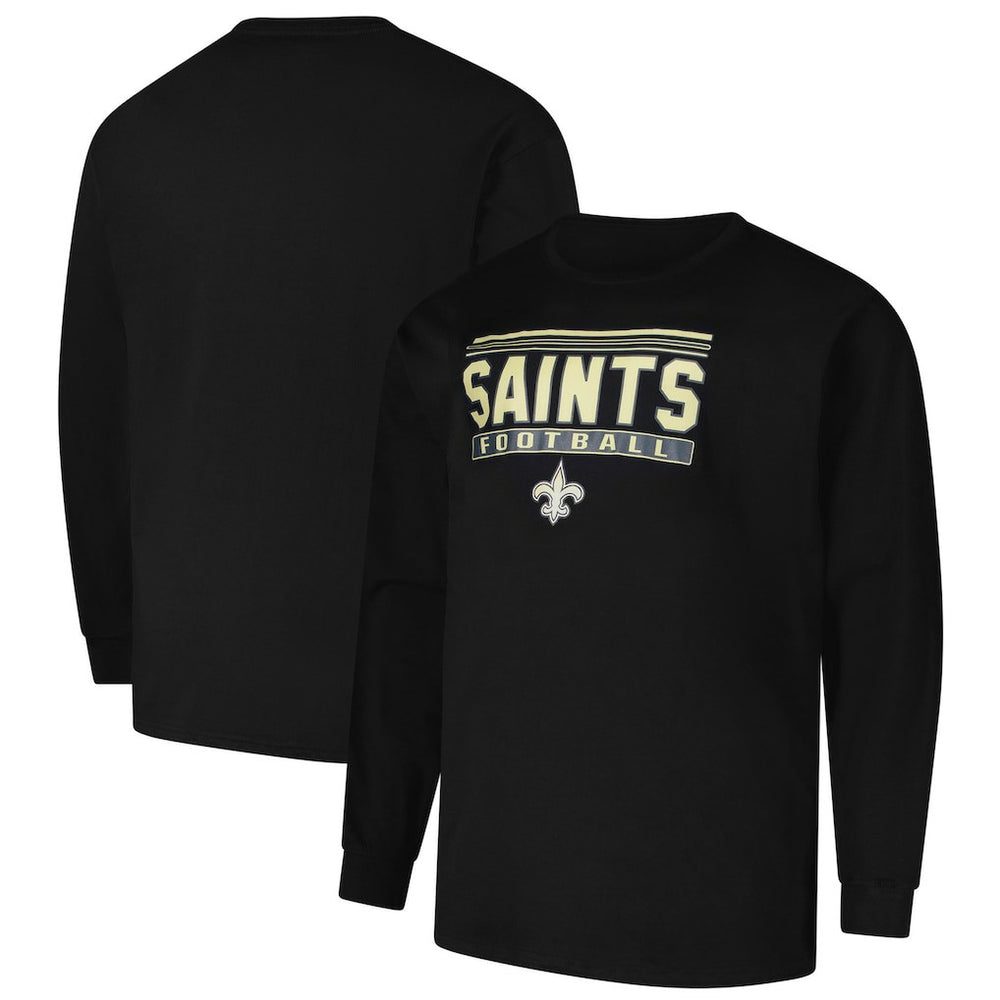 New Orleans Saints Profile Big & Tall Pop Long Sleeve T-Shirt - Black T-shirts
