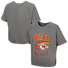 Kansas City Chiefs Women's Mineral Wash Short Sleeve Top - Gray Tops