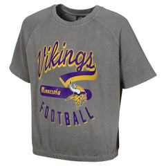 Minnesota Vikings Women's Mineral Wash Short Sleeve Top - Gray Tops