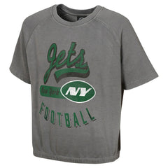 New York Jets Women's Mineral Wash Short Sleeve Top - Gray Tops