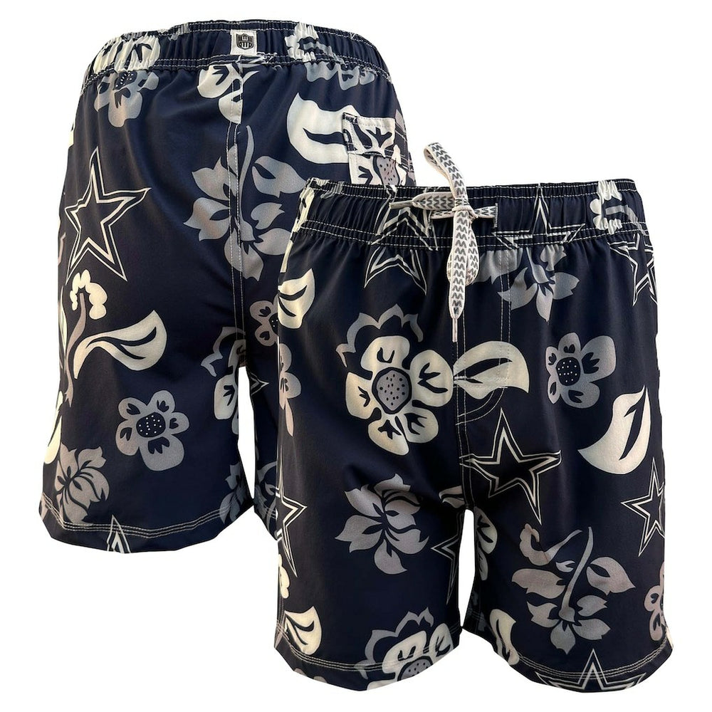Dallas Cowboys Wes & Willy Youth Floral Volley Swim Trunks - Navy