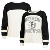 Brooklyn Nets '47 Women's Curve Raglan Long Sleeve T-Shirt Cream - 47 brand