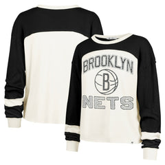 Brooklyn Nets '47 Women's Curve Raglan Long Sleeve T-Shirt Cream - 47 brand
