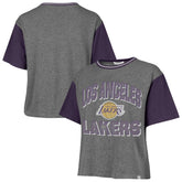 Los Angeles Lakers '47 Women's Rise Clubhouse Ziggy Color Block T-Shirt Gray - 47 brand
