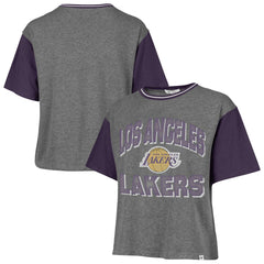 Los Angeles Lakers '47 Women's Rise Clubhouse Ziggy Color Block T-Shirt Gray - 47 brand