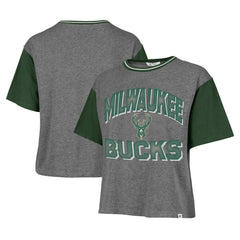 Milwaukee Bucks '47 Women's Rise Clubhouse Ziggy Color Block T-Shirt Gray - 47 brand outlet