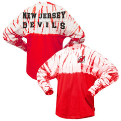 New Jersey Devils Spirit Jersey Unisex Crystal Half Dye Long Sleeve T-Shirt - Red | US 201405559