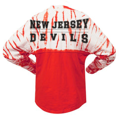 New Jersey Devils Spirit Jersey Unisex Crystal Half Dye Long Sleeve T-Shirt - Red | US 201405559