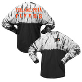 Philadelphia Flyers Spirit Jersey Unisex Crystal Half Dye Long Sleeve T-Shirt - Black | US 201405568