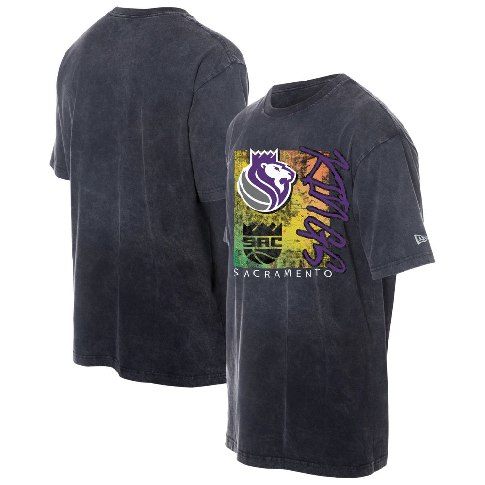 Sacramento Kings Distressed Sport Classics Enzyme Washed T-Shirt Black - New Era
