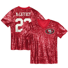 Christian McCaffrey San Francisco 49ers Women's Player Name & Number V-Neck Fashion Jersey - Scarlet Jerseys