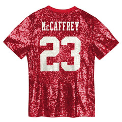 Christian McCaffrey San Francisco 49ers Women's Player Name & Number V-Neck Fashion Jersey - Scarlet Jerseys