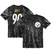 T.J. Watt Pittsburgh Steelers Women's Player Name & Number V-Neck Fashion Jersey - Black Jerseys