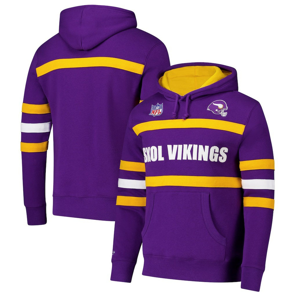 Minnesota Vikings Vintage Logo Head Coach Fleece Pullover Hoodie - Purple Hoodies