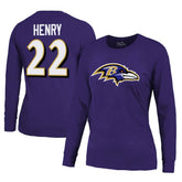 Derrick Henry Baltimore Ravens Majestic Threads Women's Name & Number Long Sleeve T-Shirt - Purple T-shirts
