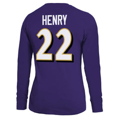 Derrick Henry Baltimore Ravens Majestic Threads Women's Name & Number Long Sleeve T-Shirt - Purple T-shirts