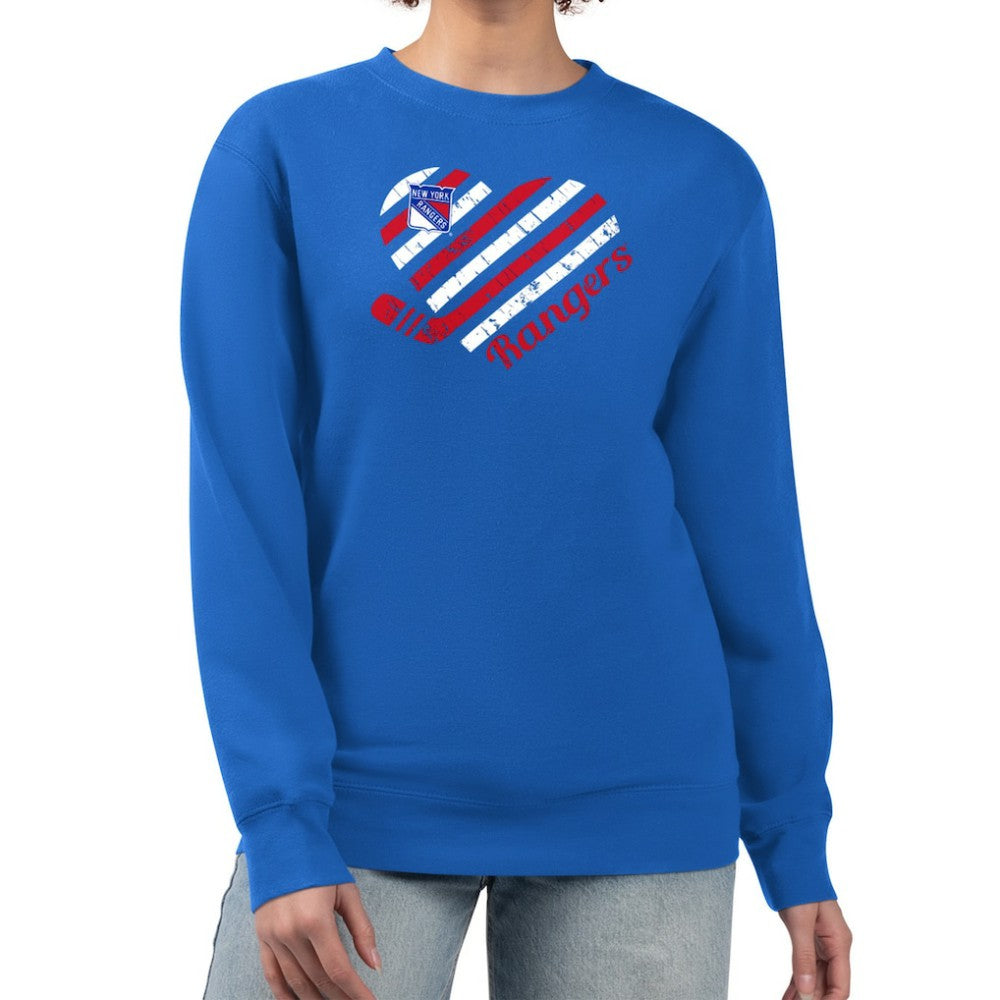 New York Rangers G-III 4Her by Carl Banks Women's Heart Graphic Pullover Sweatshirt - Blue | US 201411352