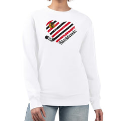 Chicago Blackhawks G-III 4Her by Carl Banks Women's Heart Graphic Pullover Sweatshirt - White | US 201411356