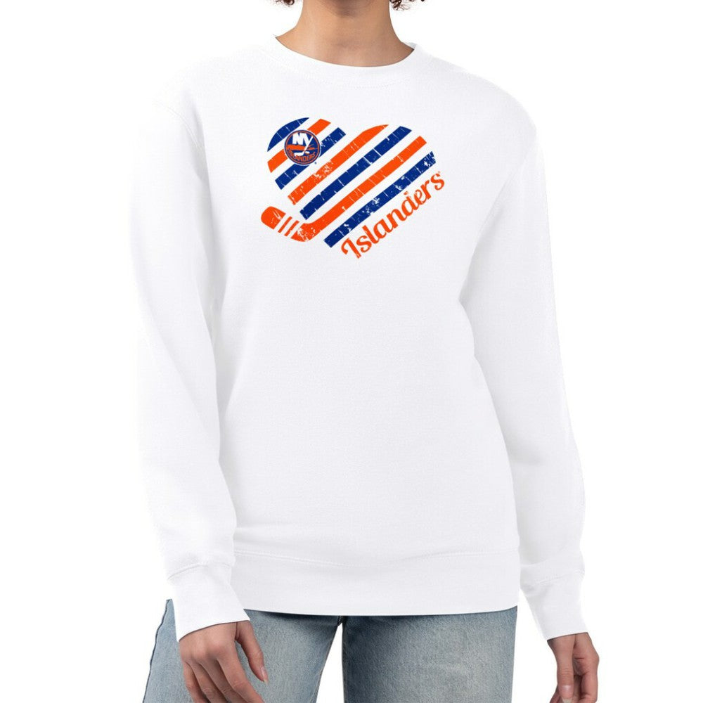 New York Islanders G-III 4Her by Carl Banks Women's Heart Graphic Pullover Sweatshirt - White | US 201411361