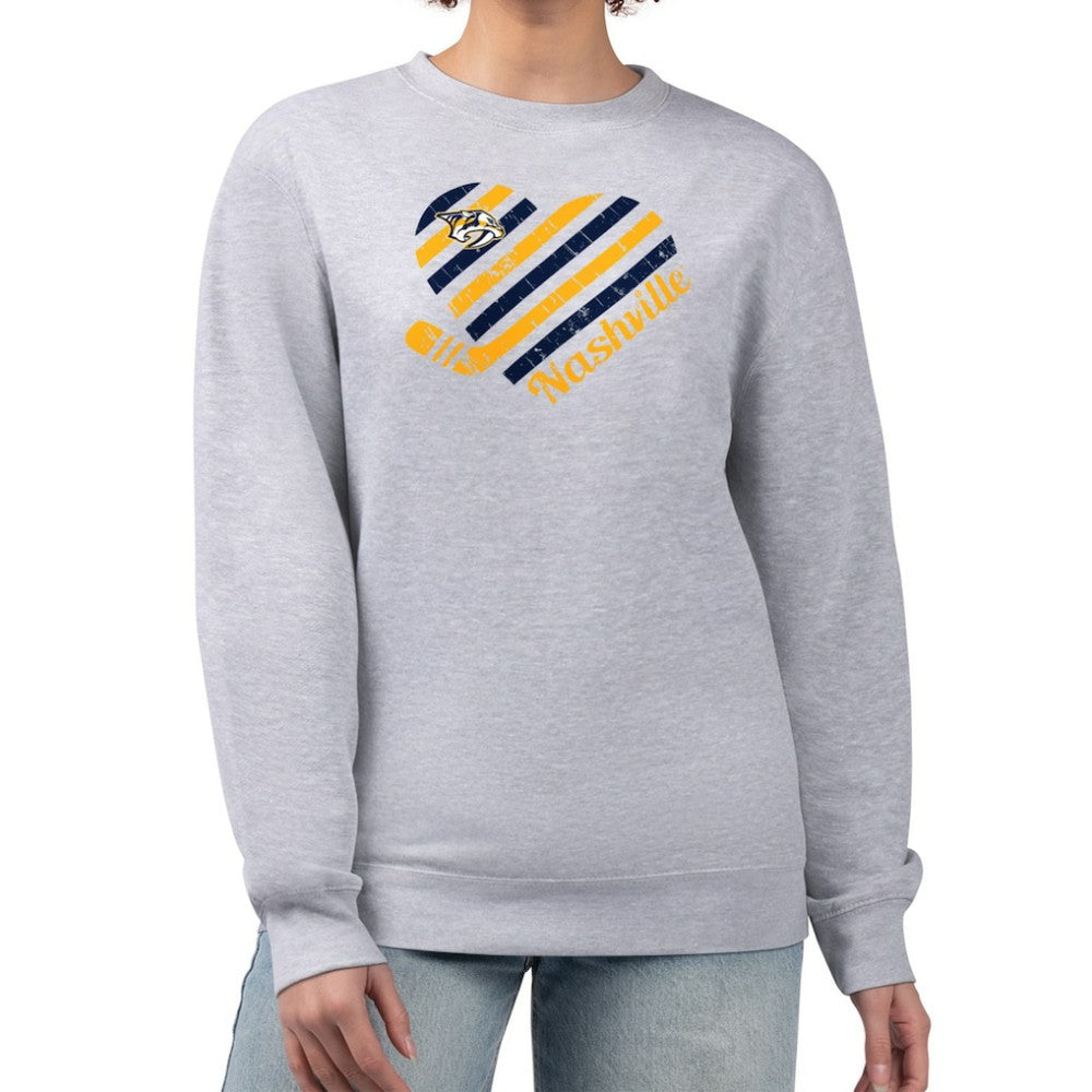 Nashville Predators G-III 4Her by Carl Banks Women's Heart Graphic Pullover Sweatshirt - Heather Gray | US 201411378