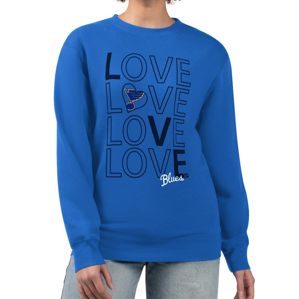 St. Louis Blues G-III 4Her by Carl Banks Women's Lots Of Love Team Logo Graphic Pullover Sweatshirt - Blue | US 201411554