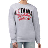 Ottawa Senators G-III 4Her by Carl Banks Women's Filigree Team Graphic Fleece Pullover Sweatshirt - Heather Gray | US 201411594