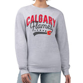 Calgary Flames G-III 4Her by Carl Banks Women's Filigree Team Graphic Fleece Pullover Sweatshirt - Heather Gray | US 201411602