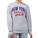 New York Rangers G-III 4Her by Carl Banks Women's Filigree Team Graphic Fleece Pullover Sweatshirt - Heather Gray | US 201411631
