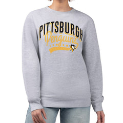 Pittsburgh Penguins G-III 4Her by Carl Banks Women's Filigree Team Graphic Fleece Pullover Sweatshirt - Heather Gray | US 201411638