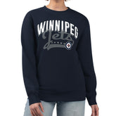 Winnipeg Jets G-III 4Her by Carl Banks Women's Filigree Team Graphic Fleece Pullover Sweatshirt - Navy | US 201411646