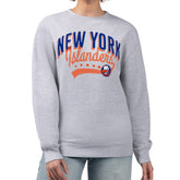 New York Islanders G-III 4Her by Carl Banks Women's Filigree Team Graphic Fleece Pullover Sweatshirt - Heather Gray | US 201411656
