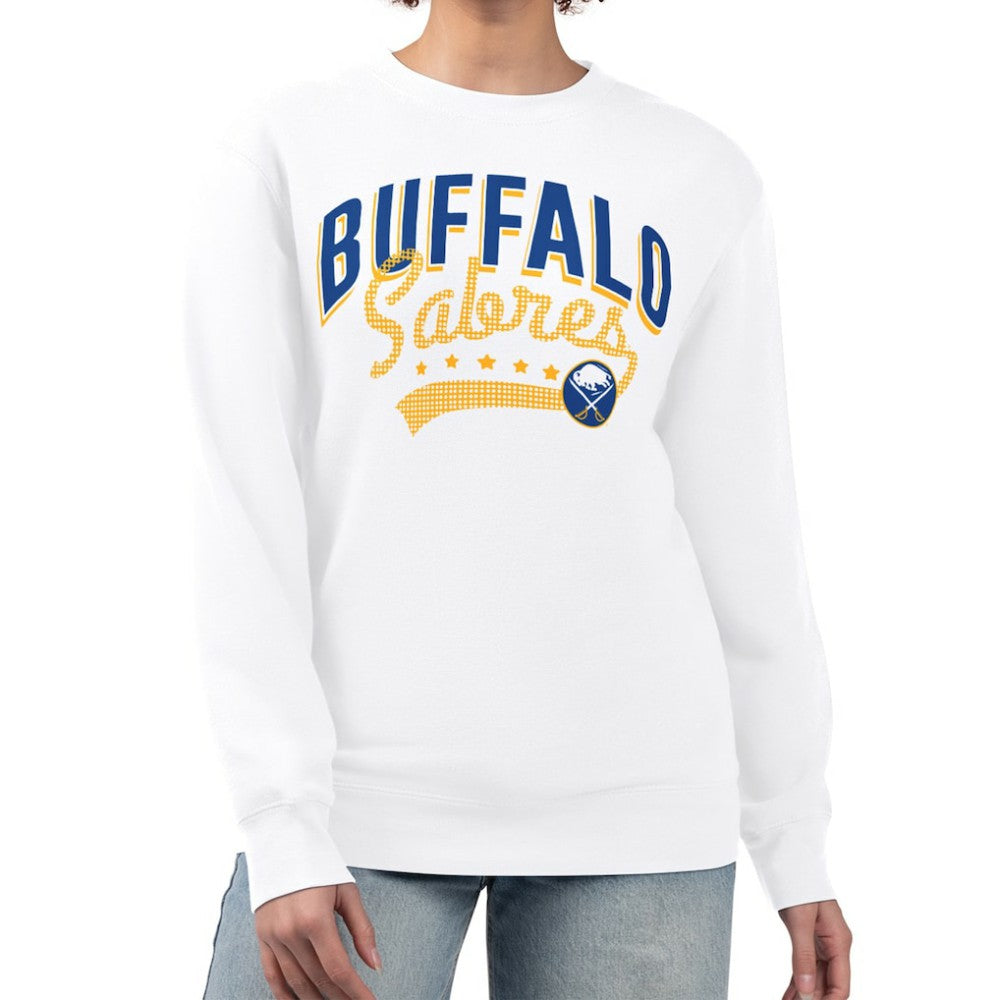Buffalo Sabres G-III 4Her by Carl Banks Women's Filigree Team Graphic Fleece Pullover Sweatshirt - White | US 201411668