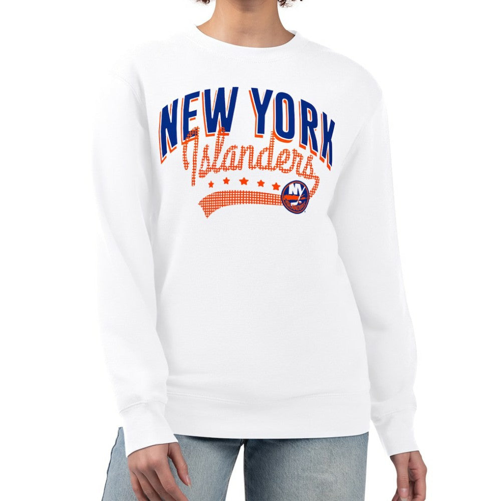 New York Islanders G-III 4Her by Carl Banks Women's Filigree Team Graphic Fleece Pullover Sweatshirt - White | US 201411681